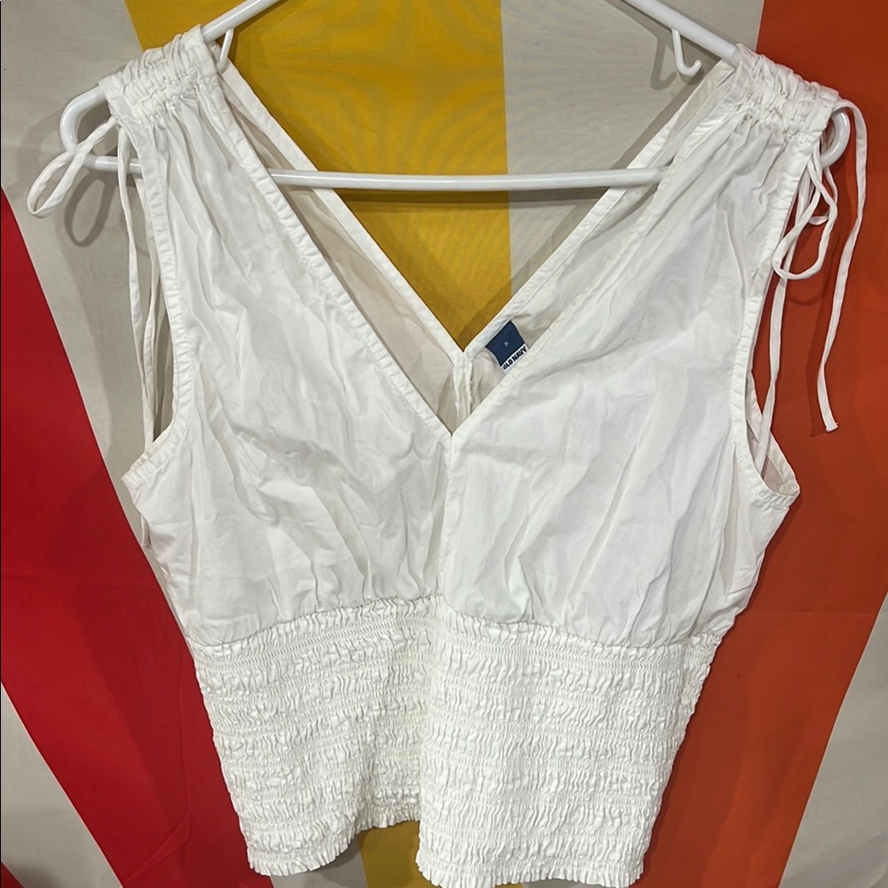 Old Navy White Smocked Tank Top